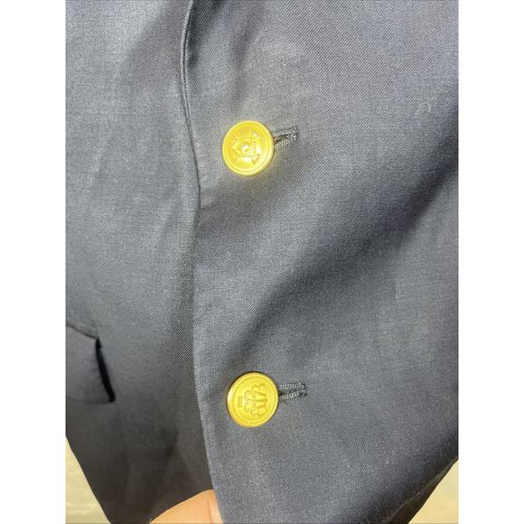 Lauren Ralph Lauren Blazer Mens 44 Short Navy Blue Wool Gold Buttons Two Button - Picture 14 of 14